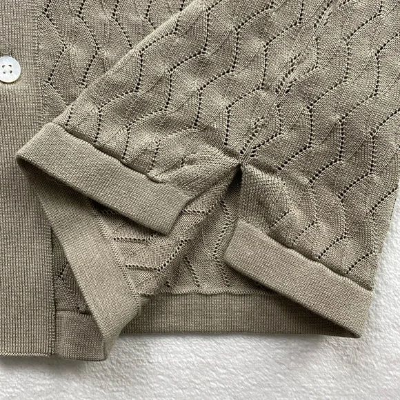 Suitsupply Cotton Silk Semi Sheer Lace Knit Short Sleeve Button Up Polo Cardigan - Picture 10 of 14